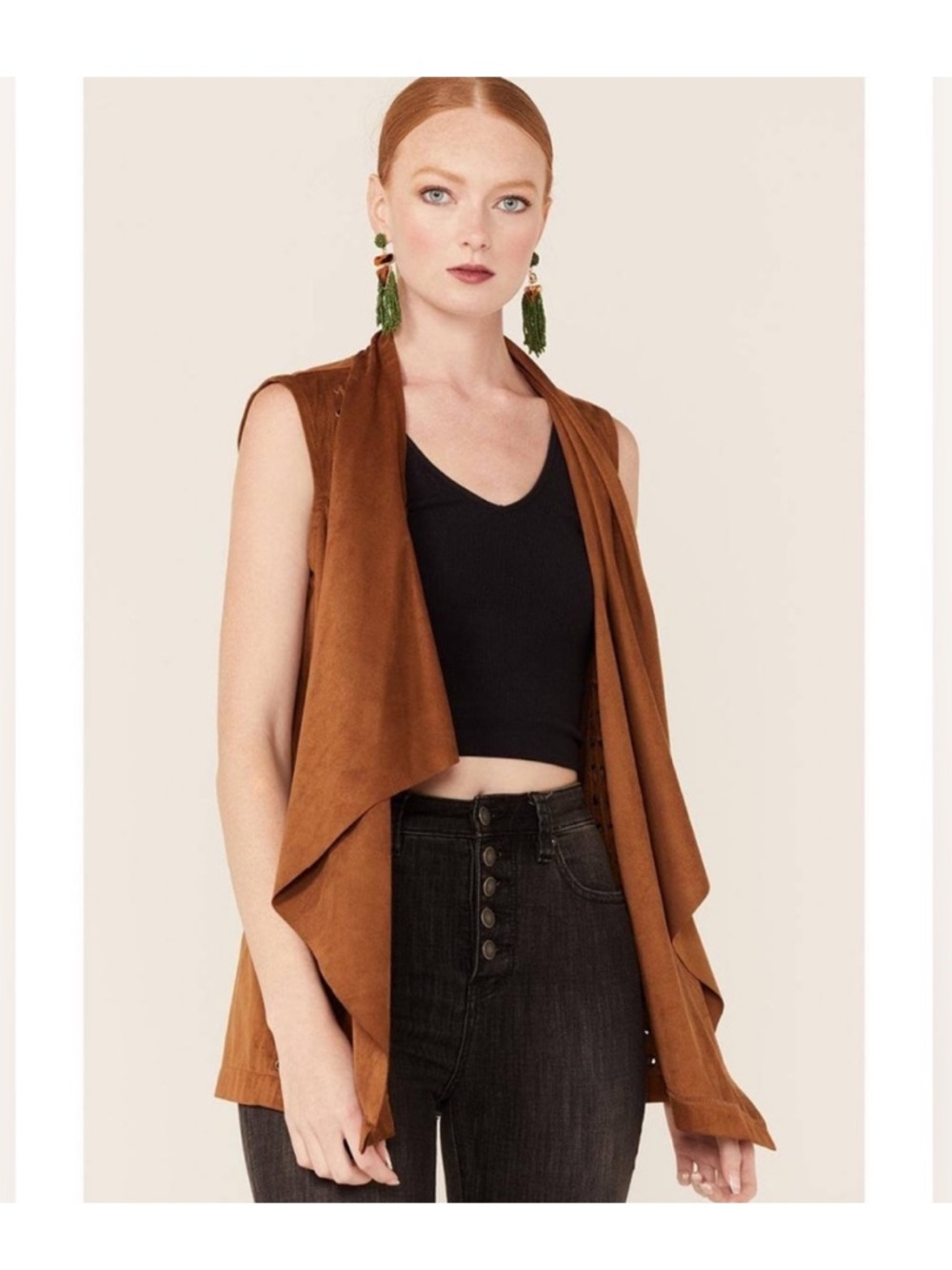 The Limited Rust Brown Draped Sleeveless Cardigan Vest